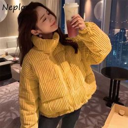 Neploe Korean Style Loose Bread Jacket Female Winter Corduroy Cotton-padded Coat Women Student Fashion Solid Parkas 211216