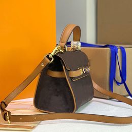 Women Handbags Shoulder Bags Genuine Leather Bag Classic Letter Printed Coated Canvas Key Chain Hardware Lock Detachable Belt Hasp Purse