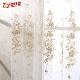 Luxury Modern Floral Design Curtain Tulle Window Sheer Curtain For Living Room Bedroom Kitchen Window Screening Panel SU364 *WS 210712