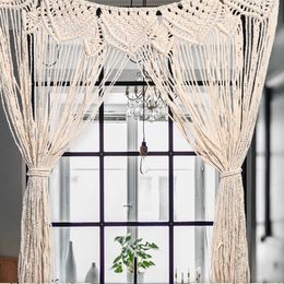Handmade Knitting Wall Hanging Tapestry Door Window Curtain Macrame Wedding Backdrop Tapestry Gift Bohemian Home Decor 210609