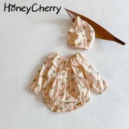 baby girl infants and cherry floral long-sleeved leotard Romper climbing clothes cute baby girl clothes 210701