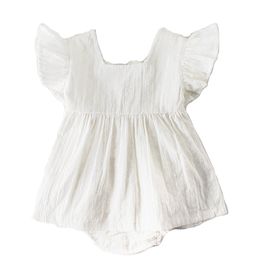summer cute casual Cotton romper one-piece children's Flying Sleeve jumpsuit baby clothing 210417