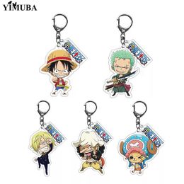 New Arrival ONE PIECE Cosplay Keychain Luffy Nami Zoro Sanji Chopper Usopp Acrylic Cartoon Figures Key Ring Anime Toys Bag Charm G1019