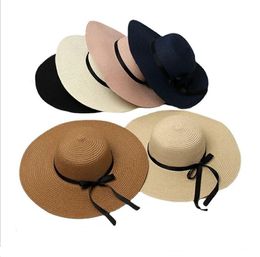 Summer Girls Princess Hats Women Beach Hollowed-out Sunhats Fashion wide brim Straw Hat with Bows 8 Colours to choose