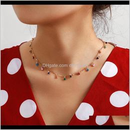 Chokers Necklaces & Pendants Drop Delivery 2021 Vsco Girl Bohemian Gold Choker Necklace For Women Charming Colorful Stone Chain Handmade Choc