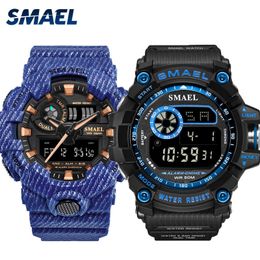 Watch Set Military Mens Smael Watches Waterproof Stop Watch Running Clock Sets 8001 8010 Reloj Mujer Mens Watches Luxry Brand Q0524