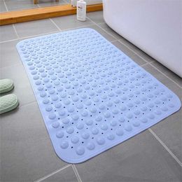 1Pcs Self-Priming Silicone Bathroom Mats PVC Rectangle Bath Artefact Foot Massage Cushion Sole Non-slip Shower Room Carpet 211130