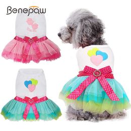 Benepaw Fashion Small Dog Dress Cute Comfortable Heart Lip Printed Princess Puppy Pet Clothes Summer Spring Party Holiday