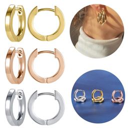 Hoop & Huggie AOEDEJ Simple Style Earring Copper Round For Women Girls Rose Gold Sliver Color Dangle Small Circle Earrings