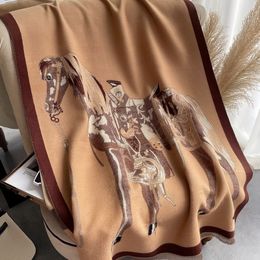 Winter Cashmere Scarf Women Print Horse Thick Blanket Hijab Pashmina Budanda Stoles Travel shawls Headkerchief Warm Echarpe 180x65cm