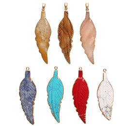 Angel Wing Crystal Pendant Necklaces Adjustable Snake Chain Reiki Healing Stone Natural Gemstone Necklace for Women Men