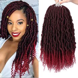 14 inch Bomb Twist Hair Synthetic Hair Extensions 24 Strands/pcs Pre-twisted Curly Passion Twist Pre-looped Synthetic Braiding Hair LS02