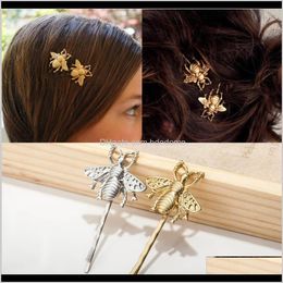 Clips & Barrettes Jewellery Drop Delivery 2021 Fashion Simple 1 Shape Alloy Diecast Bee Hairpin Gold And Sier Plated For Women Hair Clip Gift K