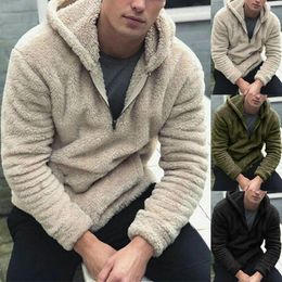 Men's Hoodies & Sweatshirts Winter Streetwear Fashion Fleece Pullover Big Pocket Hoodie Lamb Wool