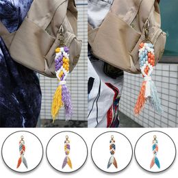 Fashion Braided Rope Mermaid Tail Keychain Decorative Pendants for Women Car Phone Keyring Bag Pendant Wedding Party Gifts G1019