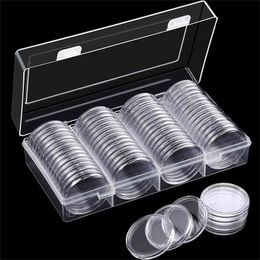 60Pcs Clear Collection Coin Capsules 41mm Trasparente Eagle Protector Case Storage Box Round Titolari Contenitori 210922