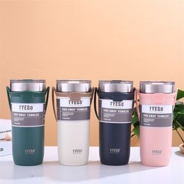 TYESO Portable Water Bottle Double 304Stainless Steel Vacuum Flasks Thermos Mug Sports Travel Bottles Large Capacity Thermal Cup 211013