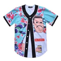 Baseball Jersey Men Stripe Short Sleeve Street Shirts Black White Sport Shirt XAT704