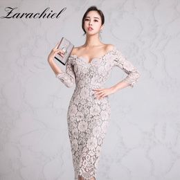 Sexy V-neck Crochet Hollow Out Lace Bodycon Spring Women Wear To Work Slim Elegant Sheath Pencil Dress Vestidos 210416