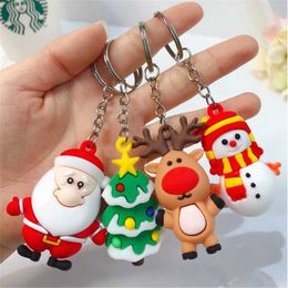 2021 Merry Christmas Santa Claus Elk Keychain Navidad Christmas Tree Decoration Snowman New Year Decoration Children Xmas Gift G1019