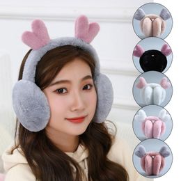 Berets Soft Plush Antlers Ear Warmer Winter Faux Fur Warm Earmuffs For Adults Kids Outdoor Cold Protection Cover Christmas Gift