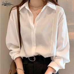 Fashion Solid Women Blouse and Tops Office Lady Puff Sleeve Button Shirts Vintage Plus Size Female Clothing 12962 210508