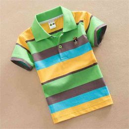 cotton children's baby kids boys casual T-shirt Summer Boys short sleeve striped shirts tops tees P2089 210622