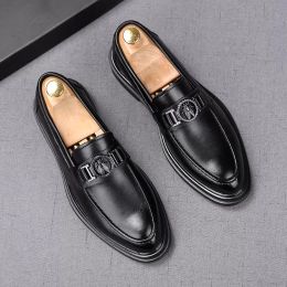 Italian Style Suit Slip On Casual Shoe Classical Men Oxford Leather Dress Business Wedding Pointed Toe Formal Loafers H21