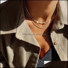 Necklaces & Pendants Classic Twist Chain Choker Necklace For Women Gold Colour Double Layer Letter Pendant Rope Fashion Jewellery Gift Chokers