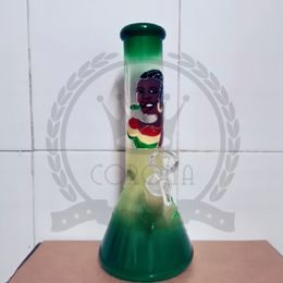 Glass Recycler Dab rigs bongs water pipes with hookah perc purple pink color 12 inch height 18mm joint