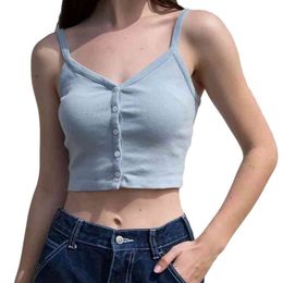 Slim Girls Sexy Bomb Cotton Tank Tops Summer Fashion Ladies Chic Solid Short Vintage Women Sweet Knitted Top Cute 210427