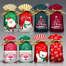 Christmas plastic Gift Wrap bags cookies baking snow cake Candy packaging present bag gifts packing bag ribbon rope bag pack