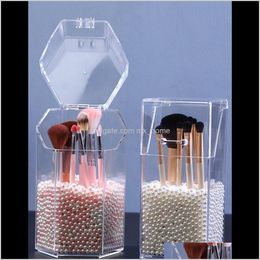 Housekeeping Organisation Home Gardenmakeup Brush Box With Dustproof Lid Cosmetic Organiser Storage Rack Nail Polish/Pencil/Cosmetics Boxes &