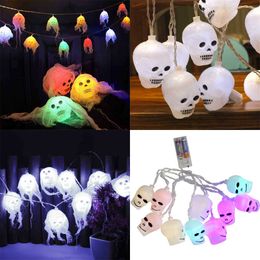 LED Hallowee Ghost Lights String 2.5M 10 Scary Skull Lantern Light Chains Lamp Warm White Colorful Colors Battery Power Indoor Light Party Home Decor G75VYDQ