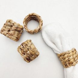 Grass Woven Round Napkin Rings Coffee Shop Table Decor Grasses Napkins Buckle Festival Party Banquet Desktop Decoration Supplies BH5021 TYJ