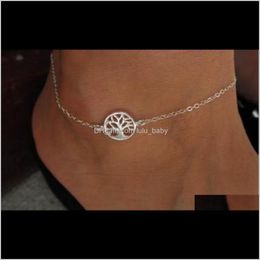 Boho Sexy Women Anklets Womens Jewelry Enviromental Friendly Alloy Small Treeankle Charms For Bracelets Drop Delivery 2021 Siug2