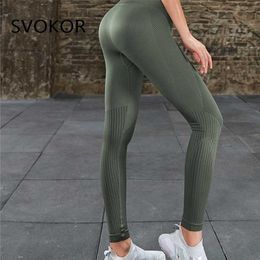 SVOKOR Fitness Leggings Push Up Workout Gym Women Clothing Black High Waist Pants Seamless Solid Jeggings 211204
