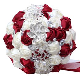 Decorative Flowers Luxury Gorgeous Wedding Bridal Bouquet Hydrangea Elegant Pearl Bride Bridesmaid Crystal Sparkle