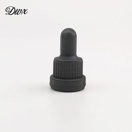 100pcs/lot Plastic Black Screw Cover Cap w/ safe ring for glass Essential Oil/serum Bottles tamper-evident lid 18mm neck