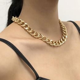 2021 Fashion Big Necklace for Women Twist Gold Silver Colour Chunky Thick Lock Choker Chain Necklaces Party Jewellery Gift