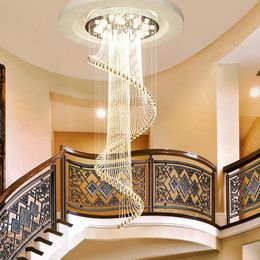 American K9 Crystal Chandeliers LED Modern Chandelier Lights Fixture European Hotel Lobby Parlour Hall Villa Stairway Home Indoor Lighting Dia120cm