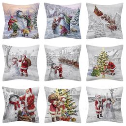 linen Christmas Snowman pillow case European and American Christmas day decoration pillow cover sofa cushion cover T2I53062