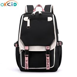 OKKID children school bags for girls kids book bag cute pink backpack gift waterproof big teenage 211021