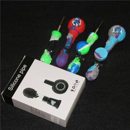 wholesale glass Water pipes silicone hand smoking Bong Spoon Pipe Food-grade 4 in 1 nectar titanium nail tip