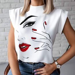 Jocoo Jolee Wild Stand Neck Slim Shirt Summer Girl Print Tops and Blouses Office Lady Elegant Short Sleeve Chiffon Blouse Blusas 210518