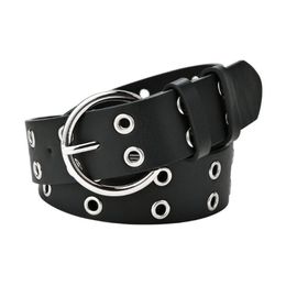 Belts 2021 Women Pin Silver Buckle Black Belt For Jeans Fashion Punk Waist Straps Female Rivets Leather Dress