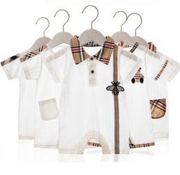 Retail/wholesale Newborn 0-12M Baby Bear Rompers Onesies Cotton Thin Jumpsuit Bodysuits Toddle Infant Kids Designer Clothes