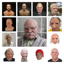 13 Types Scary Full Head Latex Halloween Horror Funny Cosplay Party Old Man Helmet Real Mask #916 200929