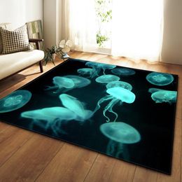 Carpets 3D Dream Jellyfish Carpet Bedroom Kitchen Rugs Kids Room Decorative Play Mat Area Rug Horse For Living Floor