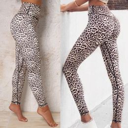 Yoga Outfit Hight Waist Leopard Pattern Sport Leggings Tights Push Up Running Fitness Gym Sportwear Pants Elastic